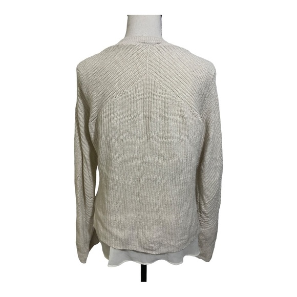 Lucky brand womens knit with silk undershirt sweater size Large ivory color - Picture 6 of 10